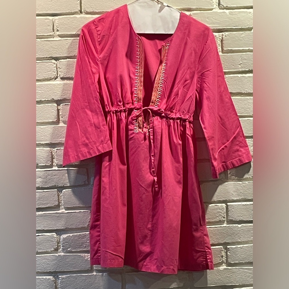 Women’s hot pink beach cover up dress, Talbots, small